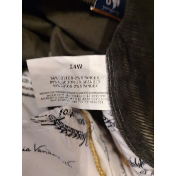 Gloria Vanderbilt Green Corduroy Mid Rise Straight Leg Embroidered Pants 24W - Picture 13 of 14